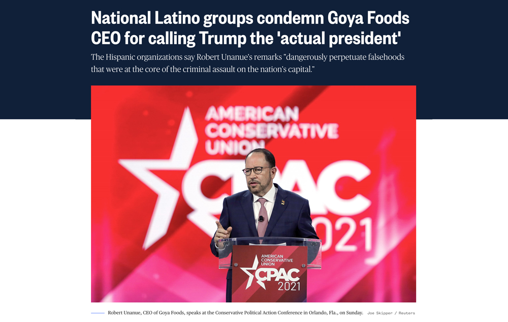 National Latino groups condemn Goya Foods CEO for calling Trump the ‘actual president’
