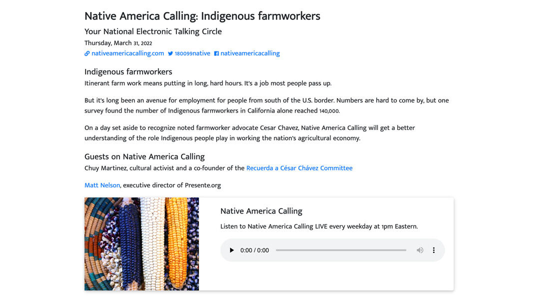 Native America Calling: Indigenous farmworkers
